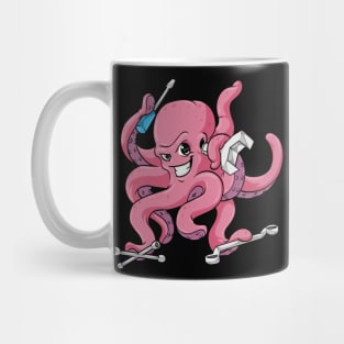 Octopus as mechanic with tool Mug